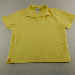 Pendleton Polo Shirt Womens XL‎ Pastel Yellow Short Sleeve V Neck Collared Flaw